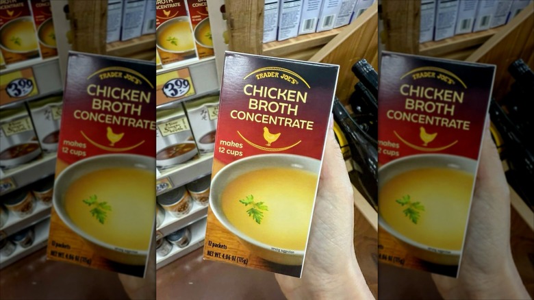 Chicken broth concentrate package at Trader Joe's.