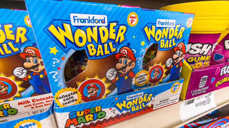 Wonder Ball candy on a store shelf.