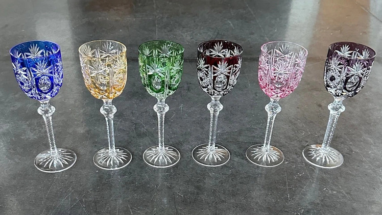 Set of Bohemian wine glasses
