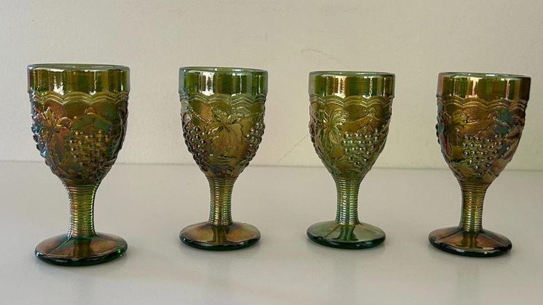 Carnival glass wine glasses