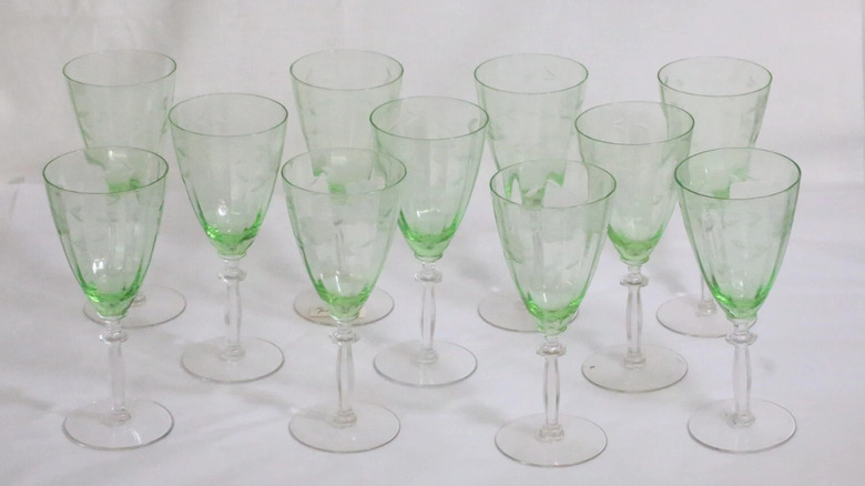 Set of Depression uranium wine glasses