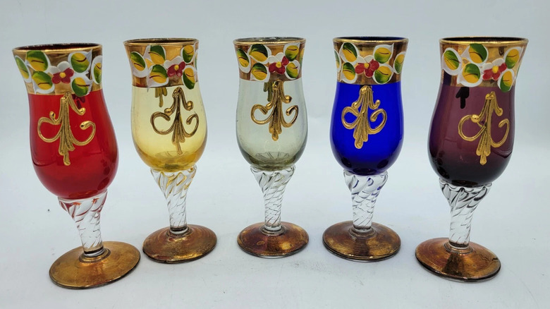 A set of Murano glass wine glasses