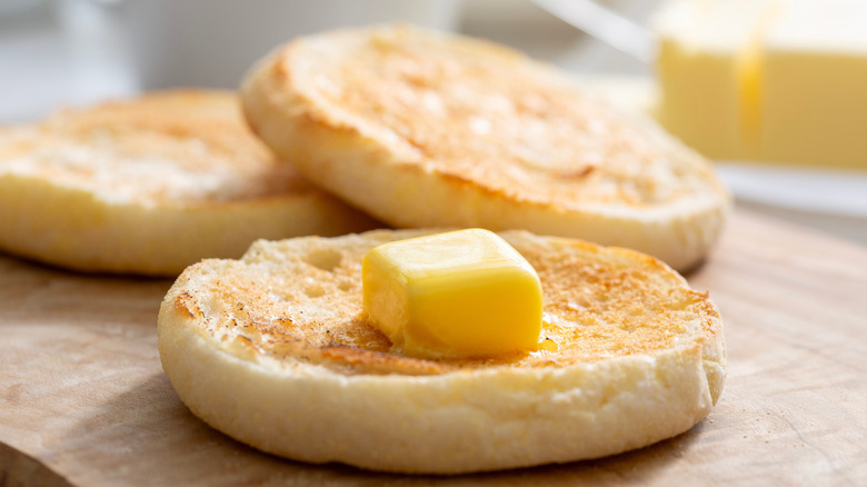 English muffins with butter