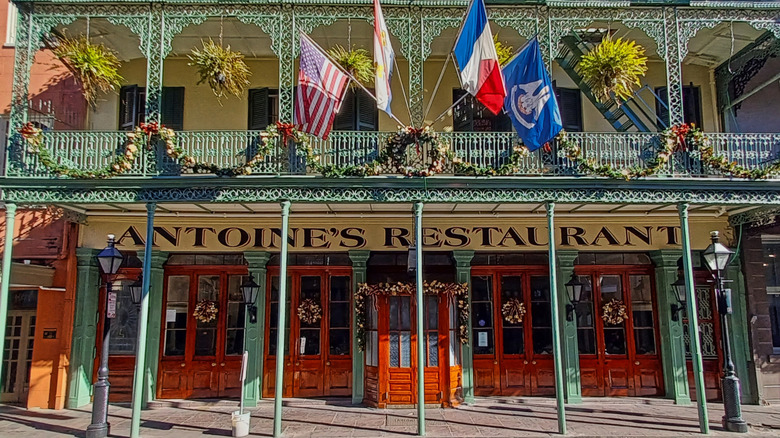 The historic exterior of Antoine's restaurant in New Orleans.