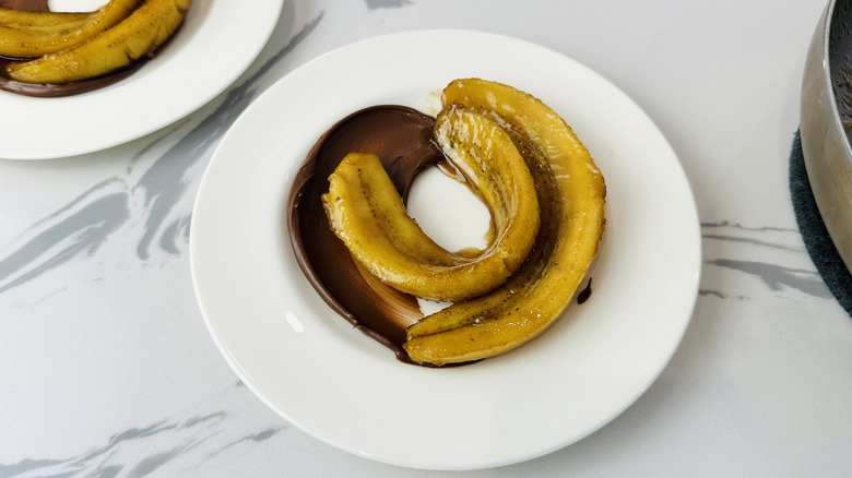 Bananas Foster bananas on plate