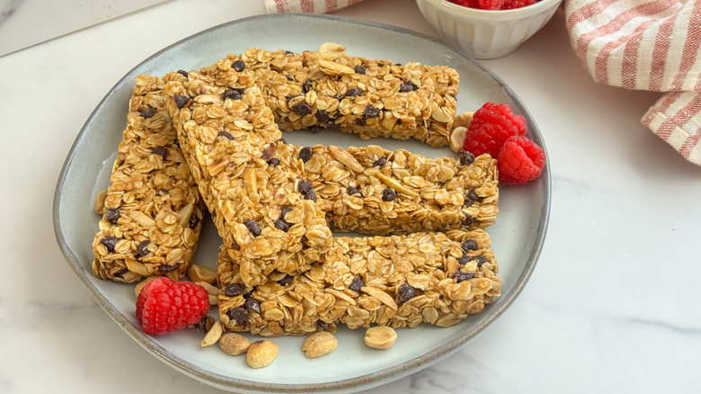 sliced bars on plate