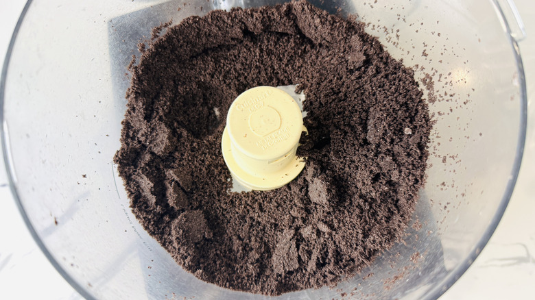 Oreo crumbs in food processor