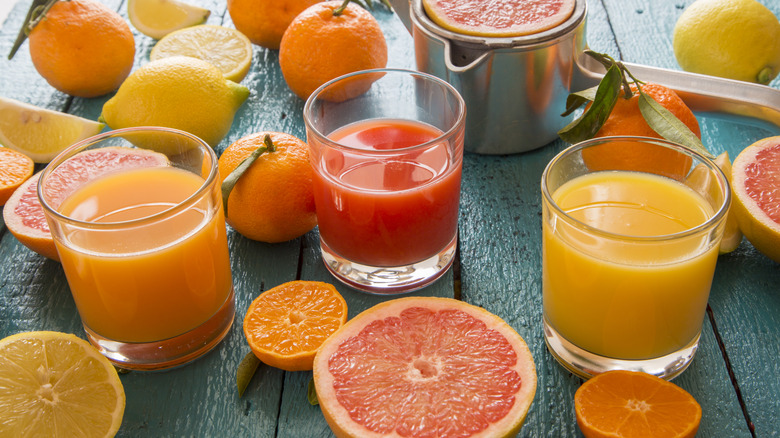 different fruit juices