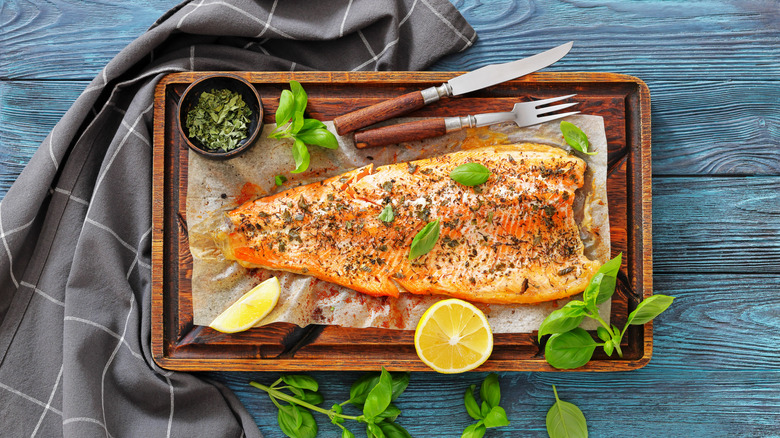Cooked salmon fillet
