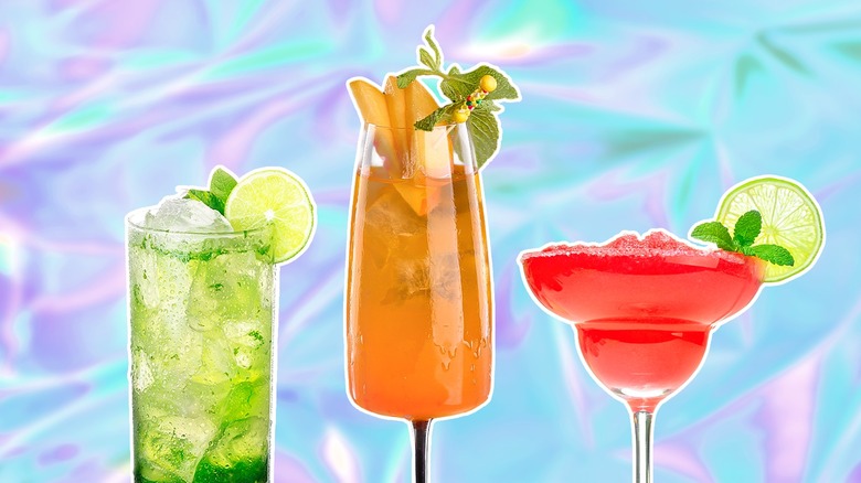 Three fruity cocktails