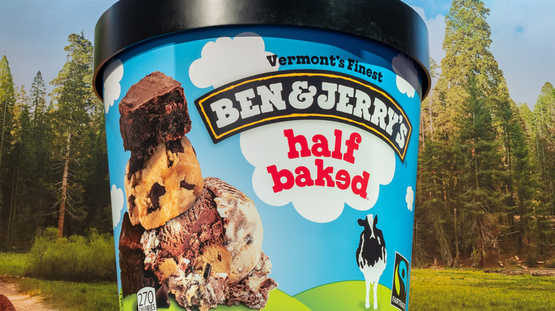 A container of Ben & Jerry's Half Baked ice cream.
