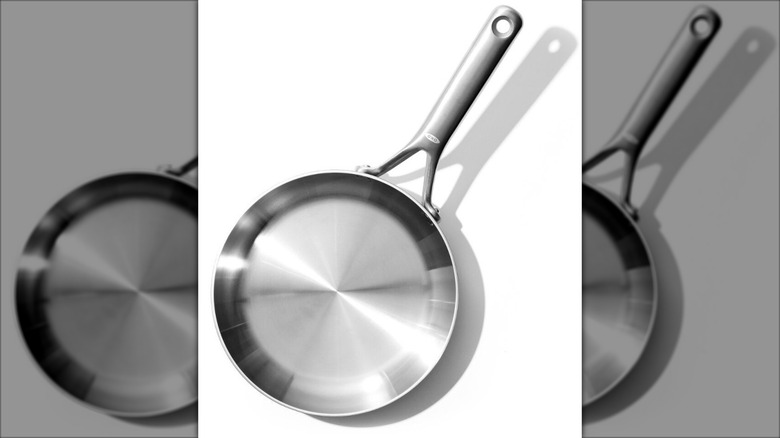 Product image of Oxo's steel pan, taken from a top view.