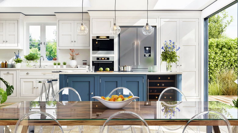 An airy kitchen with lots of natural light flooding in