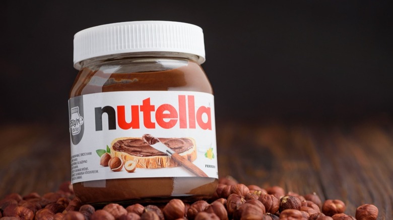 jar of Nutella and hazelnuts