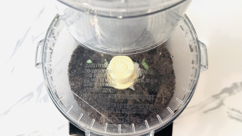 Oreo crumbs in food processor