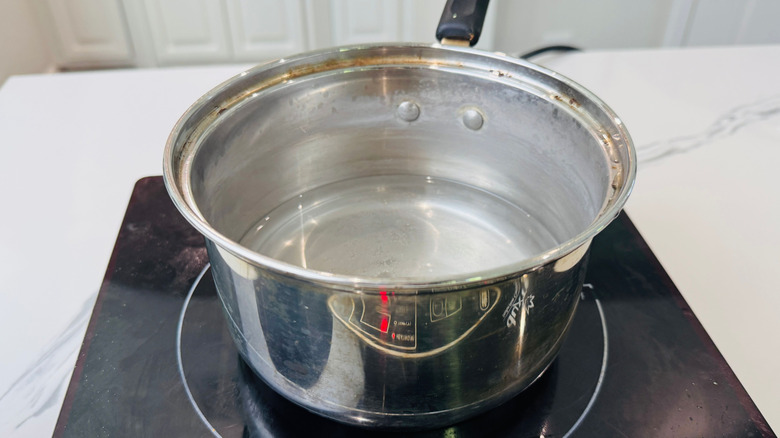 Water in saucepan