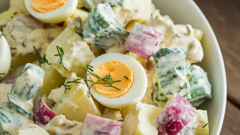 Potato salad with hard-boiled eggs
