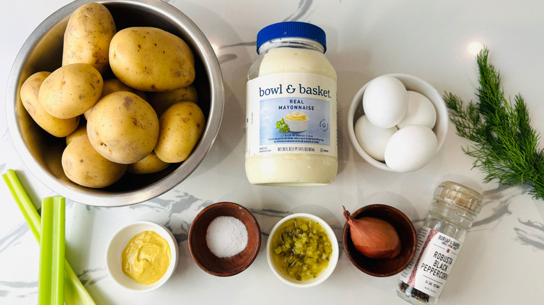 Ingredients for old-fashioned potato salad