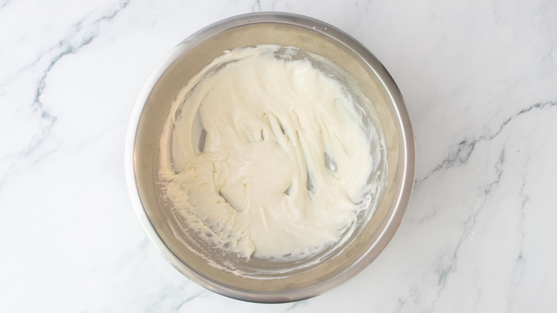 Smooth, creamy mixture in a large bowl
