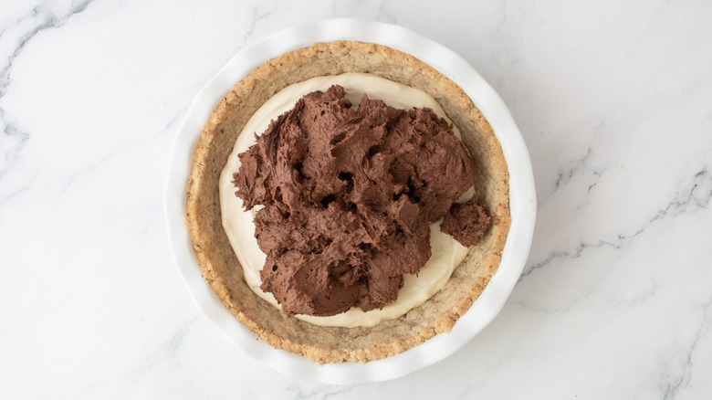 Dollop of chocolate mousse in a shortbread crust