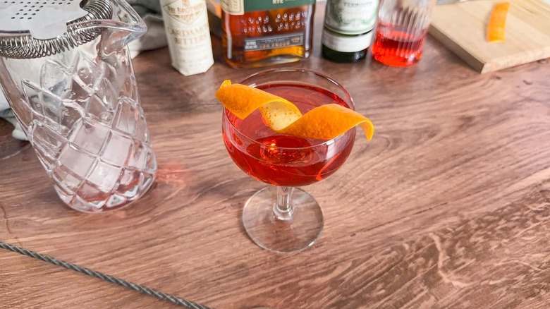 Old Pal cocktail with orange twist