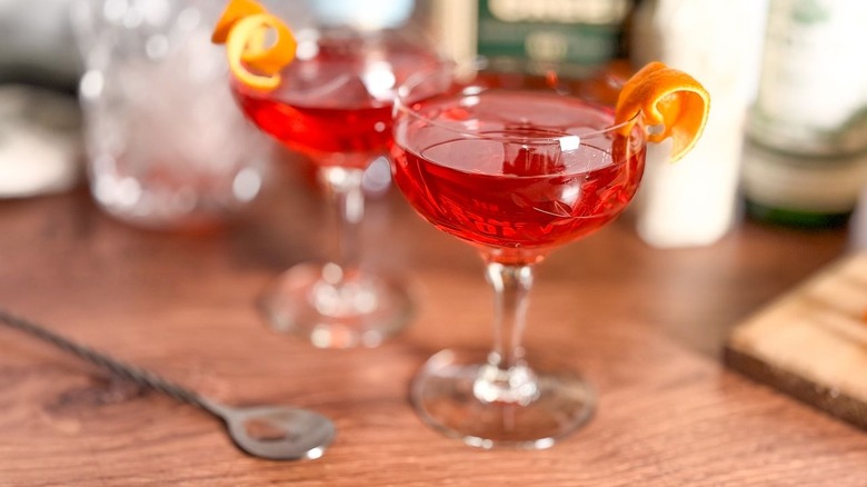 Old Pal cocktails on countertop