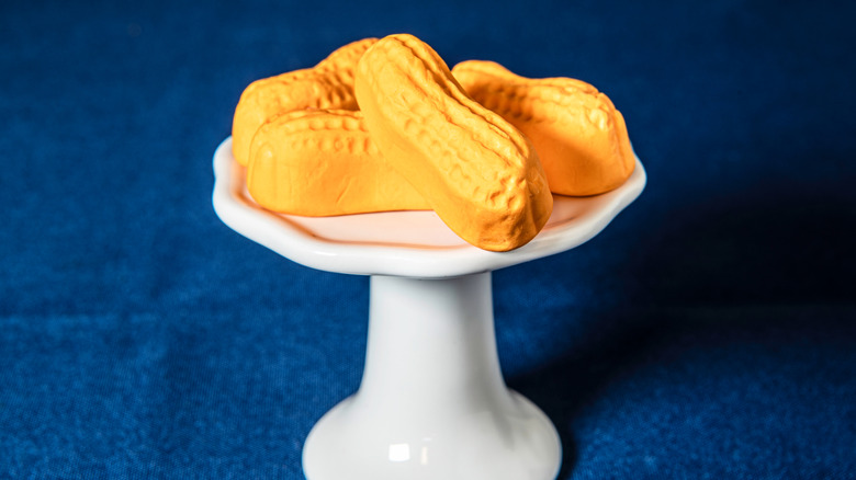 Circus peanuts on plate