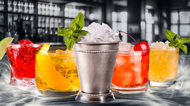 Variety of popular cocktails