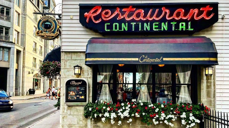 The exterior of Le Continental in Quebec City, Canada