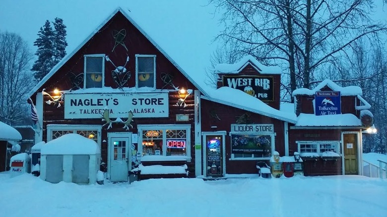 Exterior of Nagley's Store covered with snow