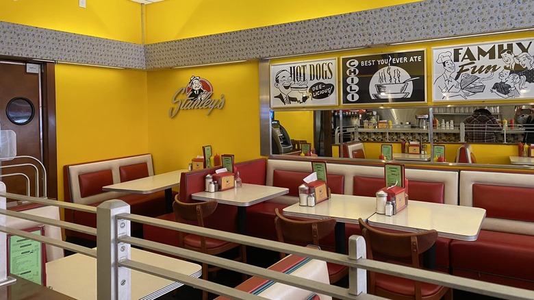 The interior of Stanley's Famous Burgers in Central Falls, Rhode Island