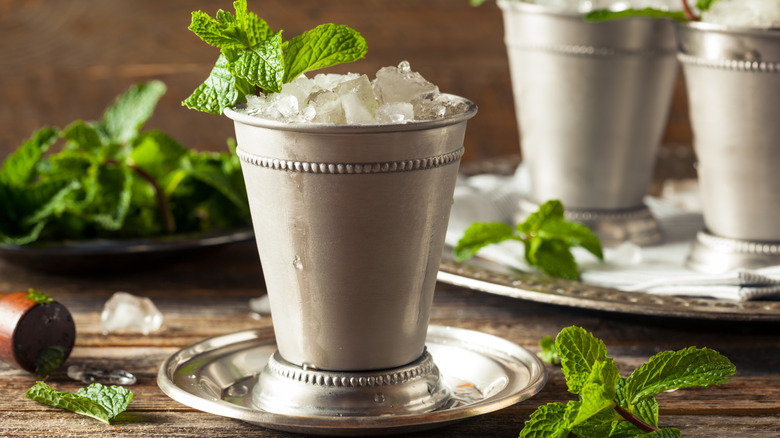 Mint julep in silver cups