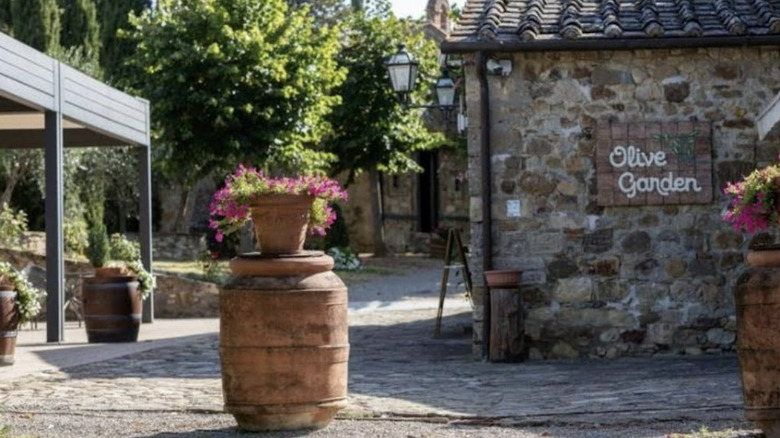 The courtyard of Olive Garden's Culinary Institute of Tuscany
