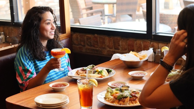 Two women eating at Abuelo's