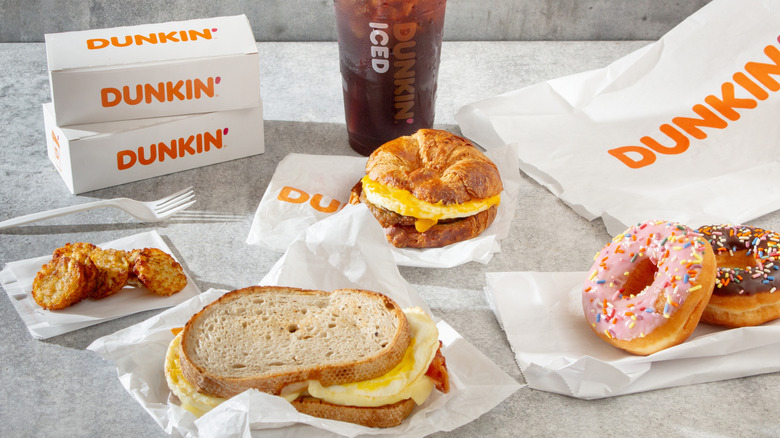 A variety of breakfast foods from Dunkin'