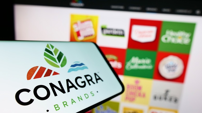 Conagra logo with blurred brands