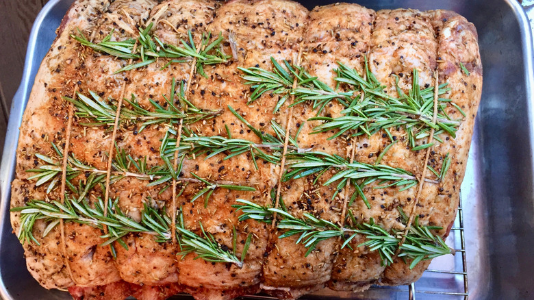 Uncooked seasoned prime rib