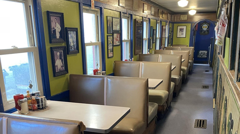 Row of booths inside Franks Diner in Kenosha, Wisconsin