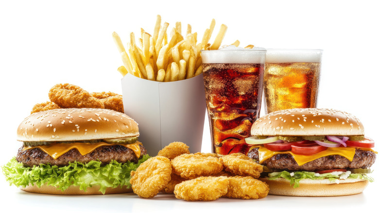 Assorted generic fast food items.