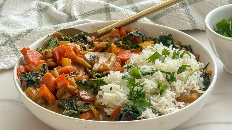 close up of curry bowl