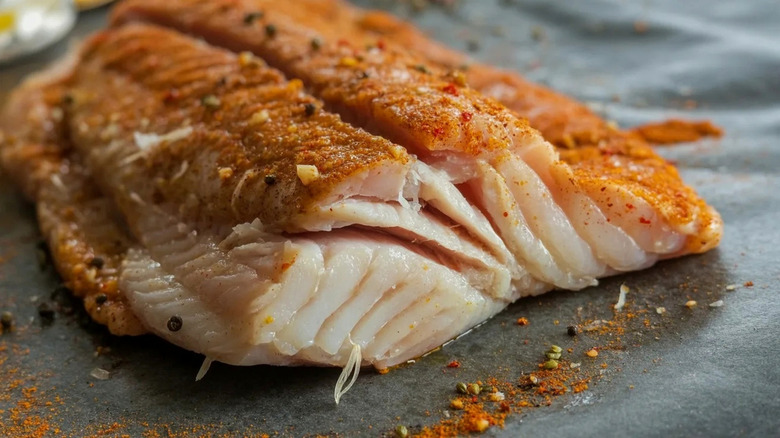 Grilled salmon with a spicy crust