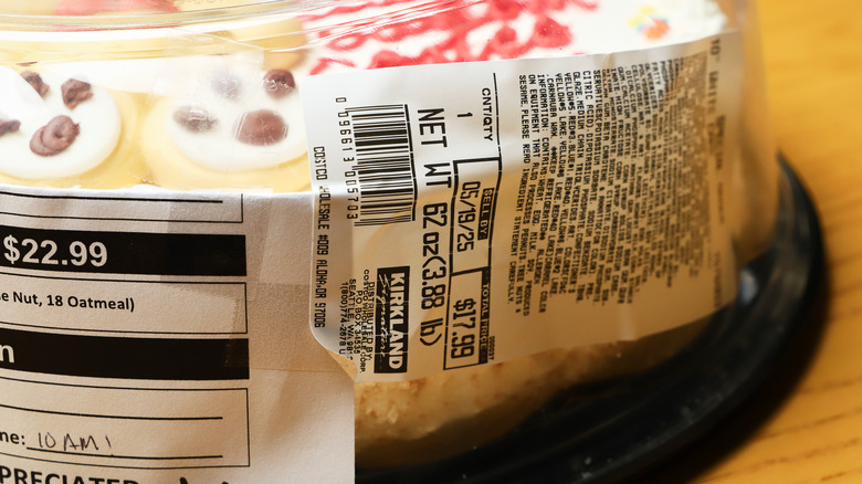 Cake with price tag on exterior cover