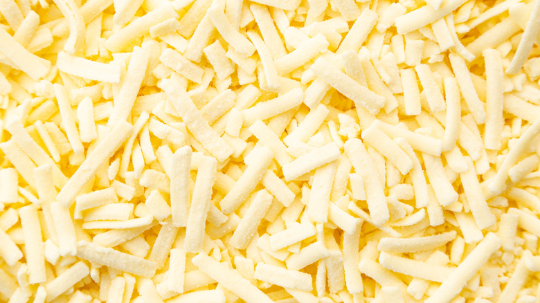 Closeup of shredded cheese