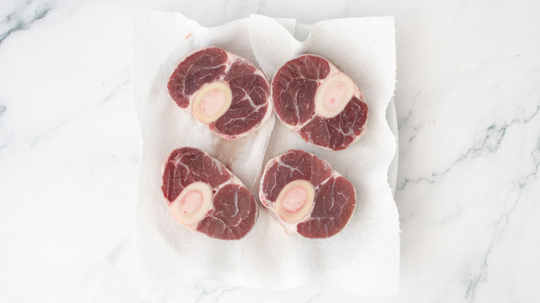 Beef shanks on paper towels