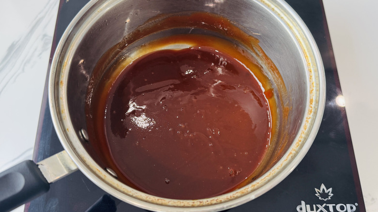BBQ sauce cooling in saucepan