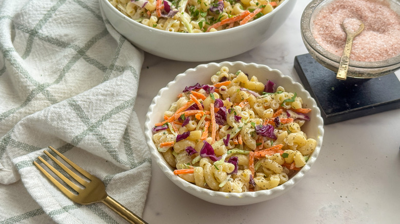 small bowl of macaroni salad
