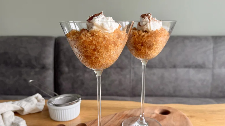 Coffee granita in a tall glass