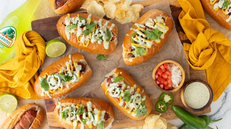 Sonoran hot dogs with mayo on table