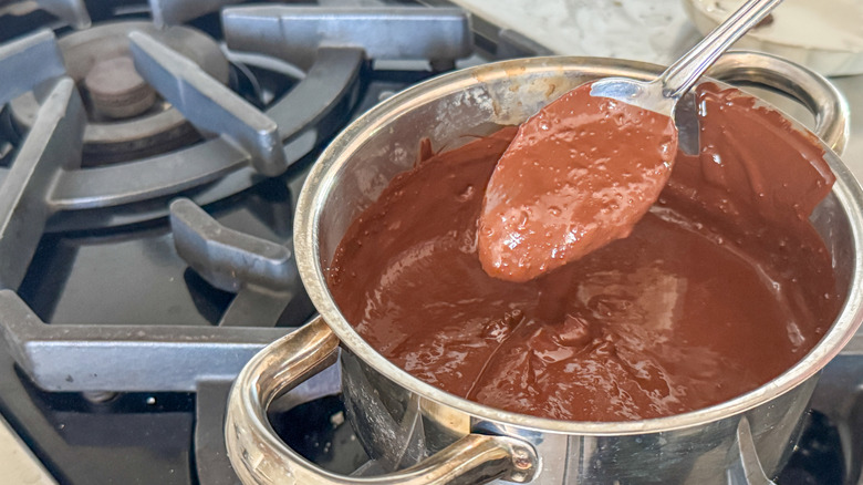 spoon with melted chocolate