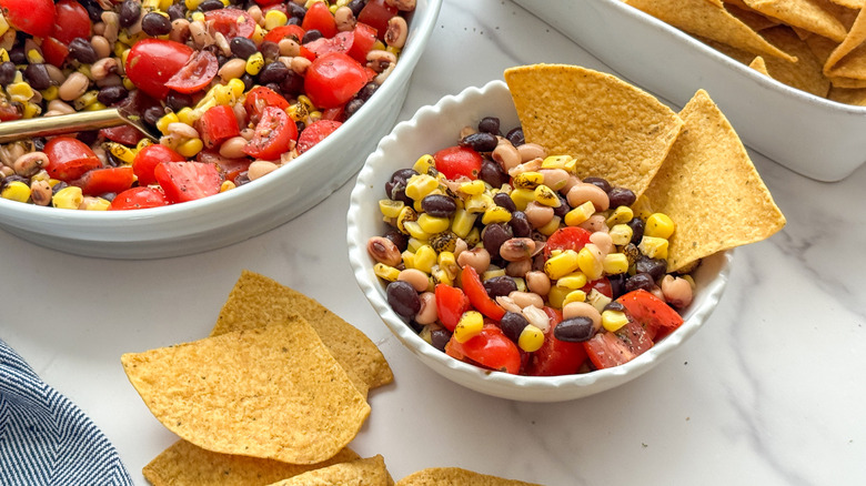 bowl of dip with chips